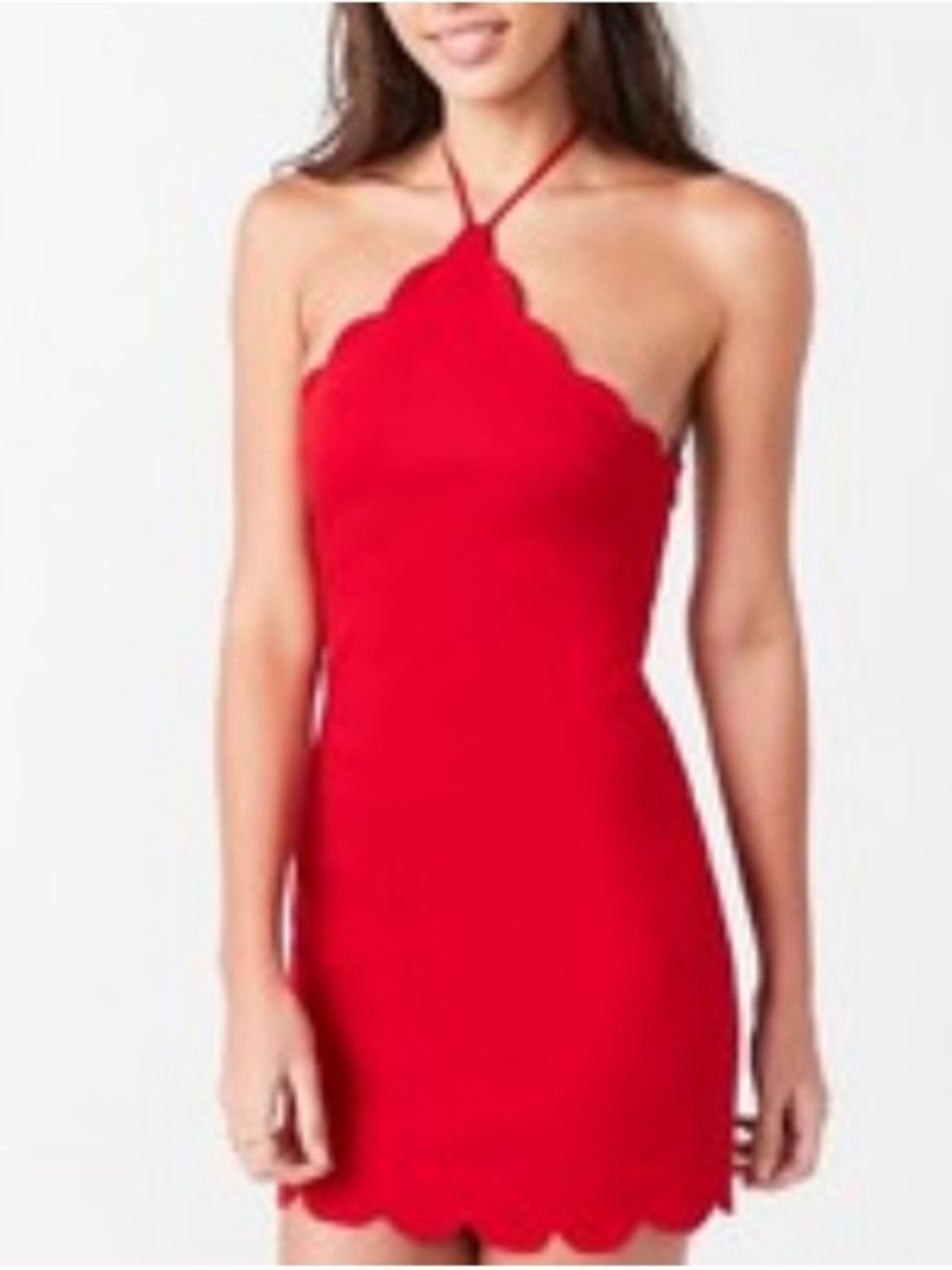 Urban Outfitters Red Scallop Halter Mini Dress